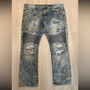 Red Ape 100% Cotton Distressed Jeans Size 42 Acid/Stone Washed